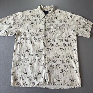 RS Robert Stock 100% Silk Hawaiian Beach Cruise Shirt Palm Tree Top Men Size XL